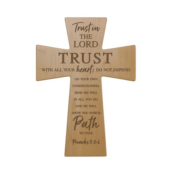 Inspirational Wooden Hanging Wall Cross 7x11 – Trust in the lord