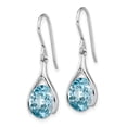 thumbnail image 2 of Auriga Fine Jewelry 925 Sterling Silver Rhodium-plated Blue Topaz Shepherds Hook Dangle Earrings for Women, 2 of 6