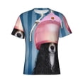 thumbnail image 4 of Vsdgher Dog in Hairdresser Print Men's Dry Fit Mesh Athletic Shirts Moisture Wicking Tennis T-Shirt Tops, 4 of 9