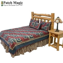Patch Magic Red Log Cabin Lightweight Reversible Cotton Queen Quilt Adult