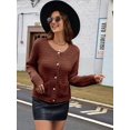 thumbnail image 6 of Womens Knit Cardigan Sweaters Fall Fashion Long Sleeve Open Front Down Casual Jacket Winter Clothes Caramel Color L, 6 of 7