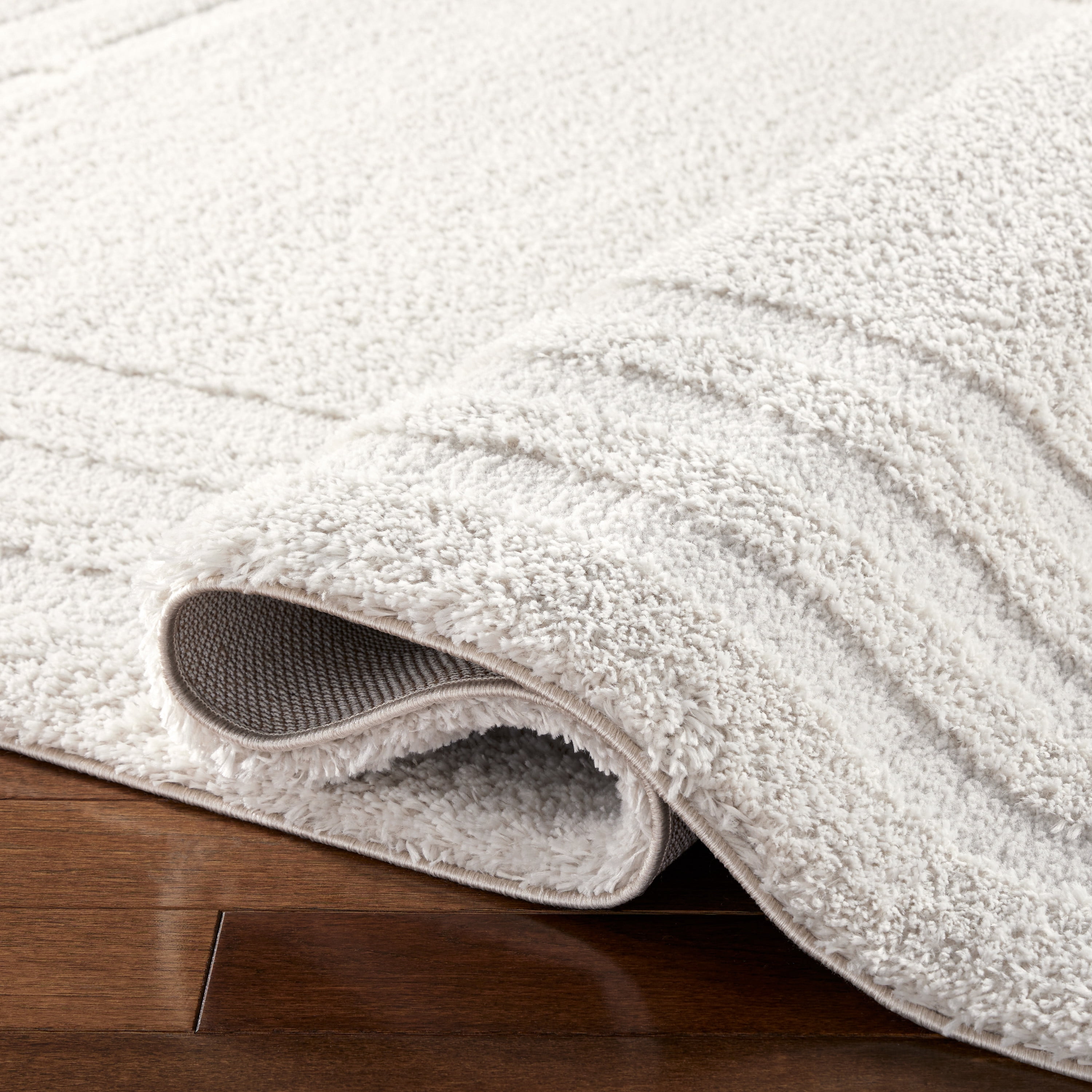 TOWN & COUNTRY EVERYDAY Cloud Shag Plush Border Area Rug with High-Low Pile, Beige, 7'10"x10'2"
