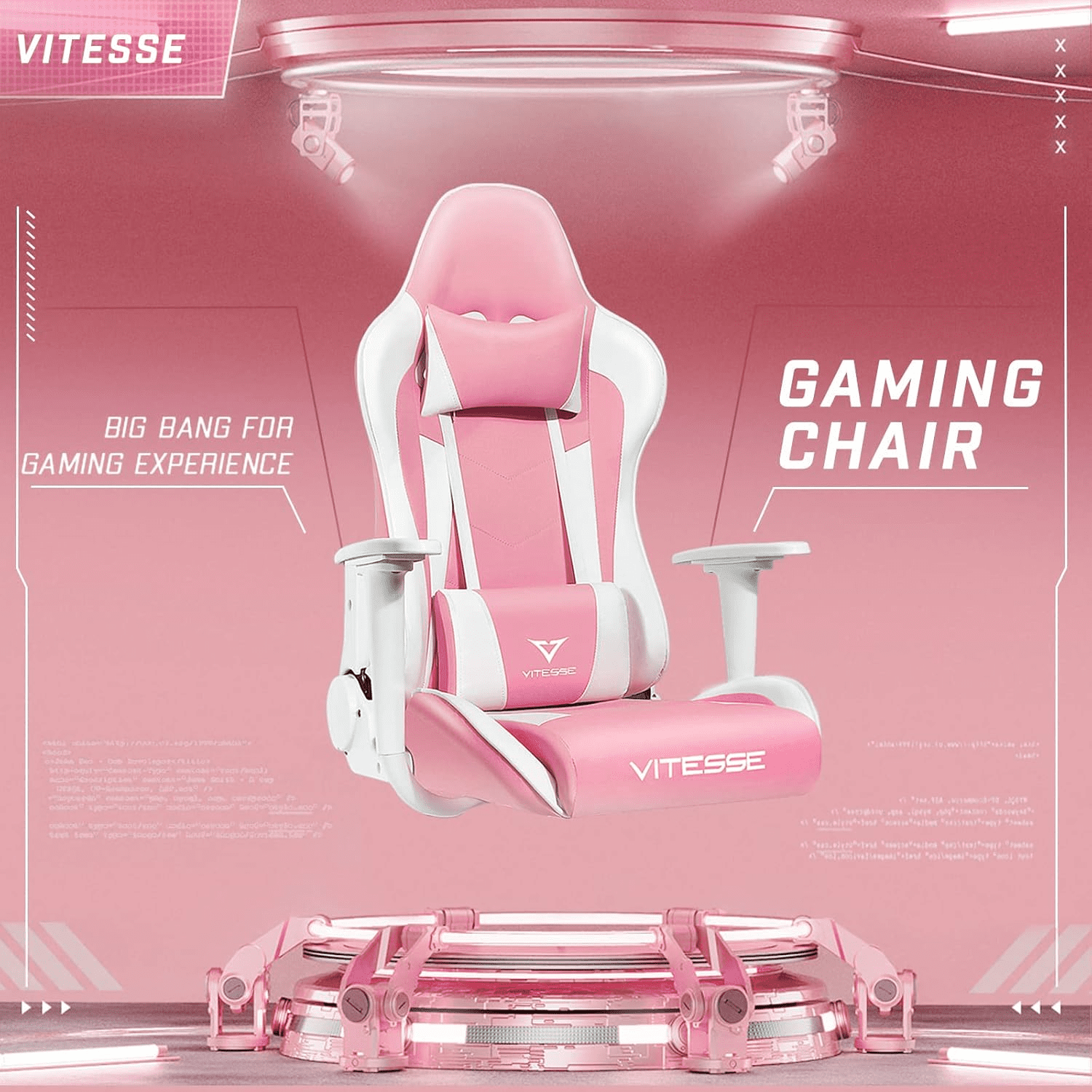 Waleaf Ergonomic Adult Gamer Chair, 330 lb Racing Gaming Office Chair, Gamer Height Adjustable Swivel with Lumbar Support and Headrest