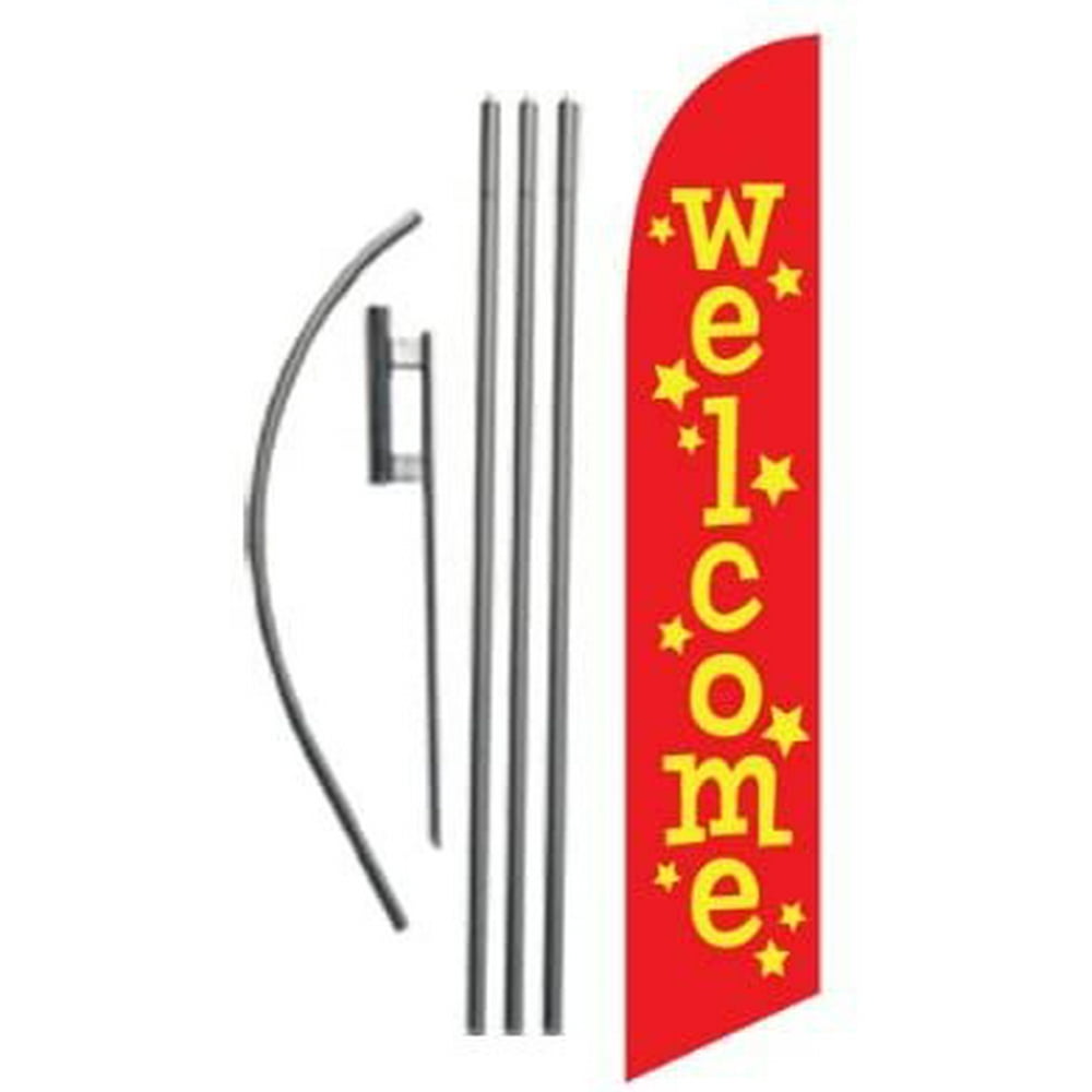 Advertising Feather Banner Swooper Flag Sign with Flag Pole Kit