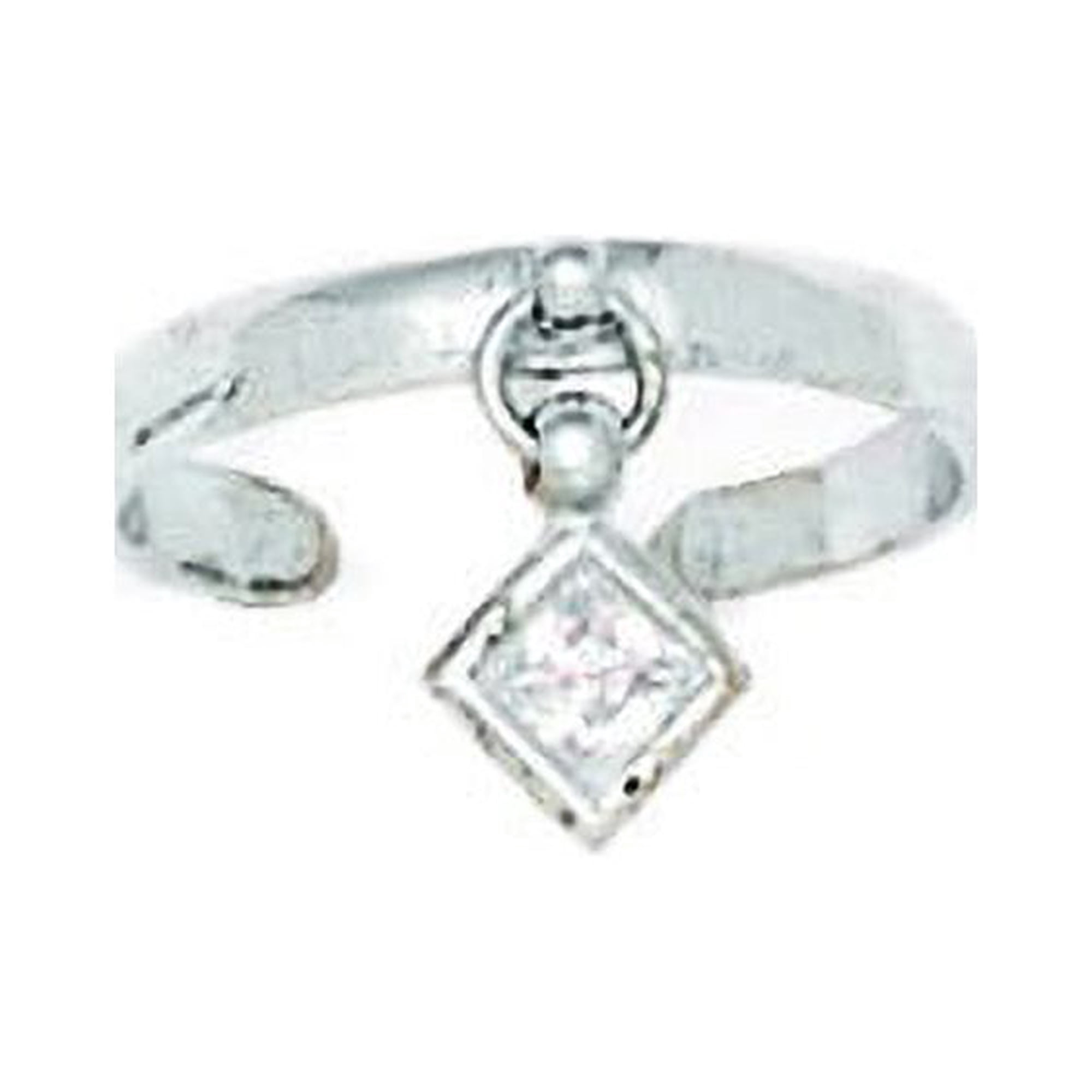 14k White Gold Cubic Zirconia Adjustable Kite Drop Body Jewelry Toe Ring