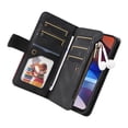 thumbnail image 4 of Multifunctional Case for Motorola Moto E7 Power/ E7i Power,Card Slots[RFID Blocking],Durable Flip Folio Kickstand Magnetic Closure Leather Zipper Wallet Wrist Strap Shockproof Case, Black, 4 of 12
