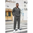 thumbnail image 5 of COOFANDY Men's Tracksuit 2 Piece Quarter Zip Sweatsuit Workout Plaid Jacquard Jogging Suit Set, 5 of 9