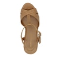 thumbnail image 3 of SUN STONE Womens Beige Cushioned Comfort Adjustable Woven-Like 1" Platform T-Strap Slip Resistant Jamie Round Toe Block Heel Buckle Slingback Sandal 9 M, 3 of 4