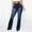 Dark Blue, variant on Babysbule Womens Jeans Women's Jeans Fashion Middle-waisted Straight Pocket Hole Long Pants