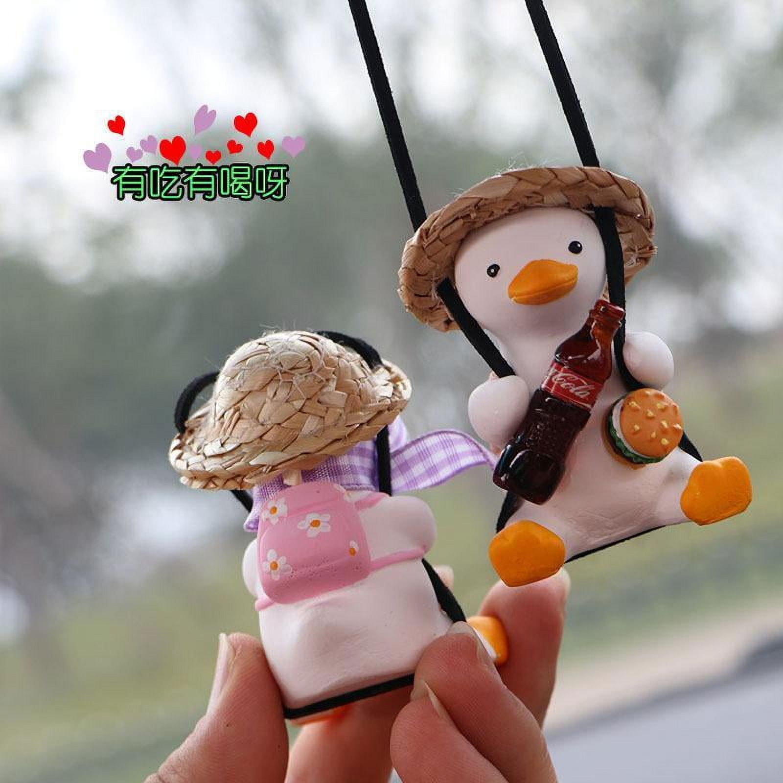 esafio 2 Pcs Cute Swing Duck on Car Swinging Duck Hanging Ornament Swing  Duck Car Mirror for Car Decoration Ornament Accessories