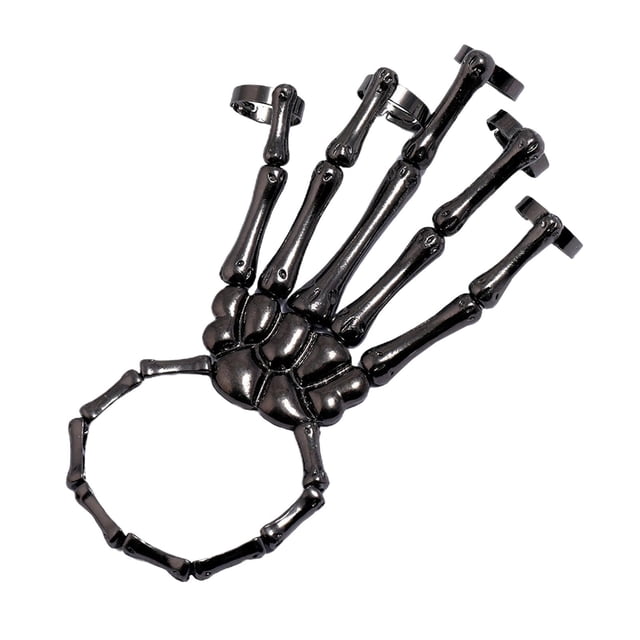 Bracelet Main Squelette Halloween Élastique Bracelet Punk Noir