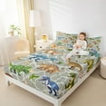 thumbnail image 4 of Homewish Colorful Safari Dinosaur Twin Sheet Sets,Ancient Animal Twin Fitted Sheet,Gray Green Brown 03 For Boy Kids,Microfiber Bedroom Decor,3-Piece, 4 of 7