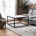 thumbnail image 5 of Square Coffee Table - Modern White Faux Marble Top - Living Room/Office, 5 of 8