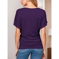 thumbnail image 3 of Weardear Women's Solid Short Sleeve Crewneck V Neck Dolman Top With Side Shirring, 3 of 5