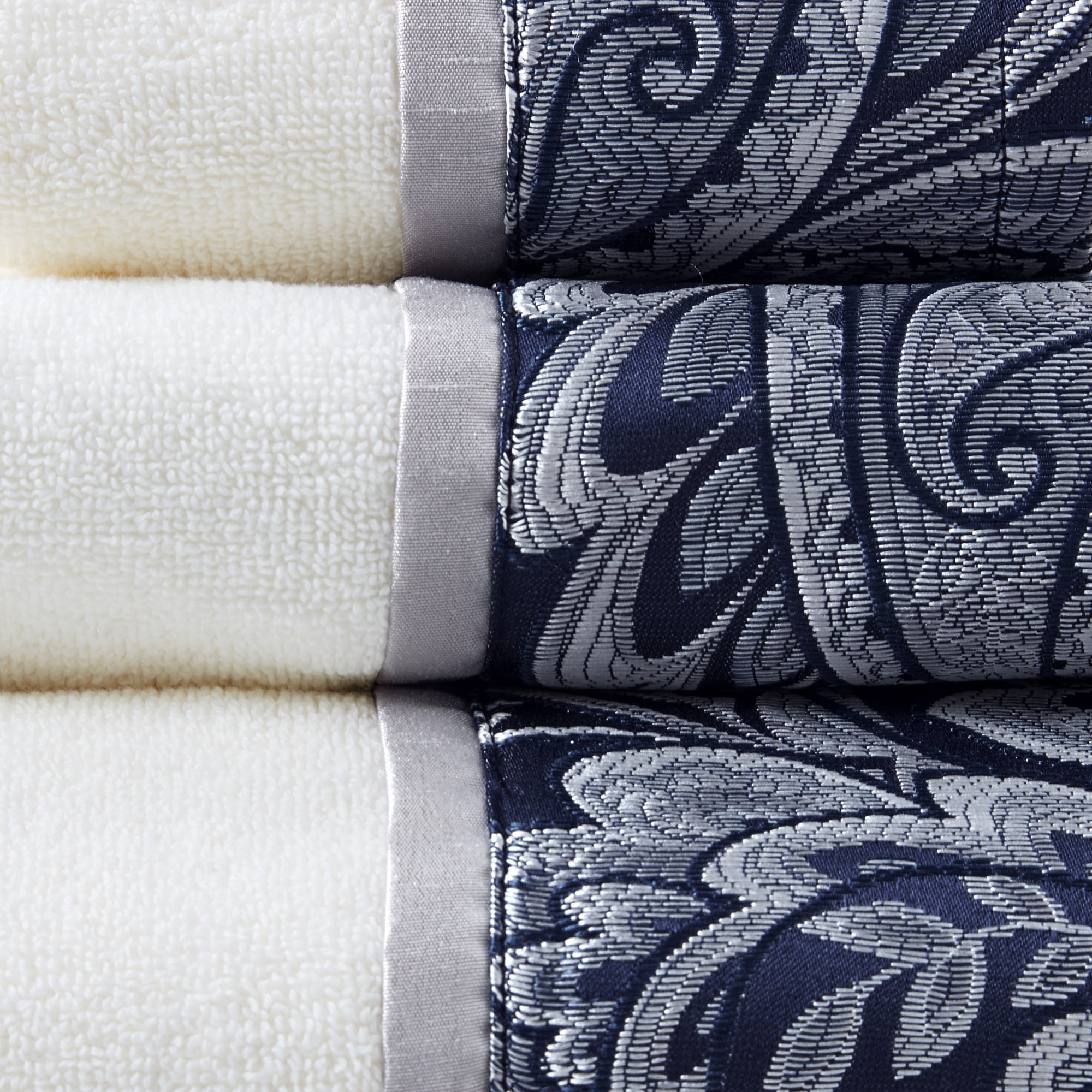 Madison Park Navy Bath Towel Set, 100% Cotton Bath Towels, 6-Piece Soft Jacquard Bath Towels, Hand Towels, Fingertip Towels, Navy/White