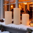 thumbnail image 5 of 8" 10" 12" x 5" Extra Large Waterproof Outdoor Flameless Candles Battery Operated LED Pillar Candles for Indoor Outdoor Lanterns, Off White, Long Lasting, Set of 3$$Tools & Hardware Other, 5 of 8