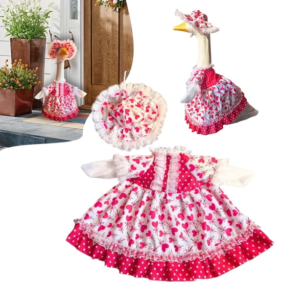 Spring Goose Outfit Lawn Porch Goose Clothes with Hat, Plastic Costume for 23" Cement Goose, Easter Party Outdoor Patio Yard Lawn Art Decoration