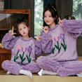 thumbnail image 2 of Ropa de dormir de franela cálida para niños y niñas, conjunto de pijamas de Navidad a juego para la familia, ropa de casa de lana de flores lindas, ropa de estar por casa, invierno, nuevo, 2 of 4