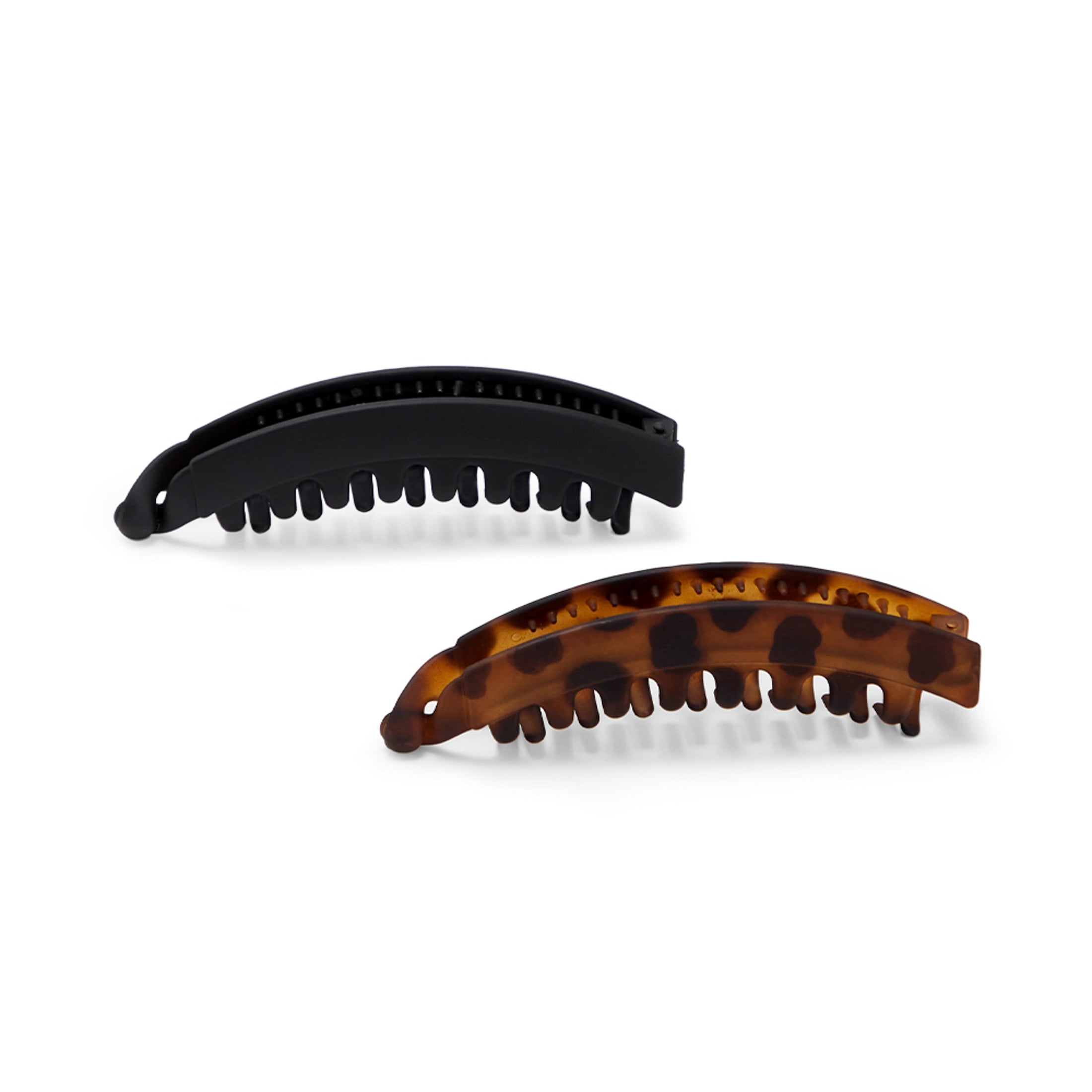 Kitsch Banana Clip - Secure & Sturdy Grip Banana Clips for Women | No Crease, Durable Hair Accessories for Women | Great for Stylish Ponytails & Updo - Black & Brown, 2 Pcs