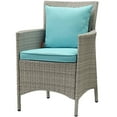 thumbnail image 2 of Side Dining Chair Armchair, Set of 2, Rattan, Wicker, Light Grey Gray Blue, Modern Contemporary Urban Design, Outdoor Patio Balcony Cafe Bistro Garden Furniture Hotel Hospitality, 2 of 3