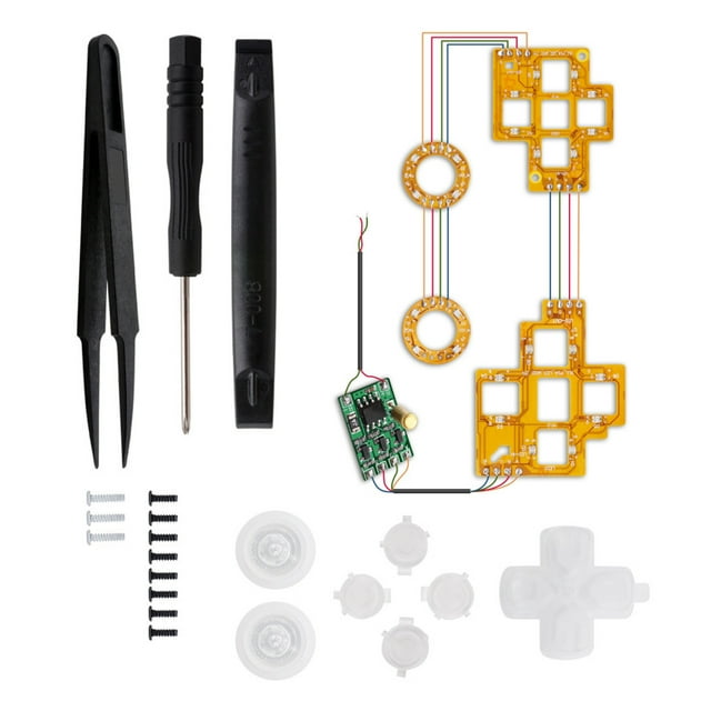 NATEFEMIN Personnaliser Contrôleur LED Kit D Pad Joysticks Boutons 6 Couleurs Outils de Soudure Inclus pour PS5