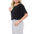 thumbnail image 4 of MixMatchy Women's Basic Solid Boxy Short Sleeve Crop Top, 4 of 6
