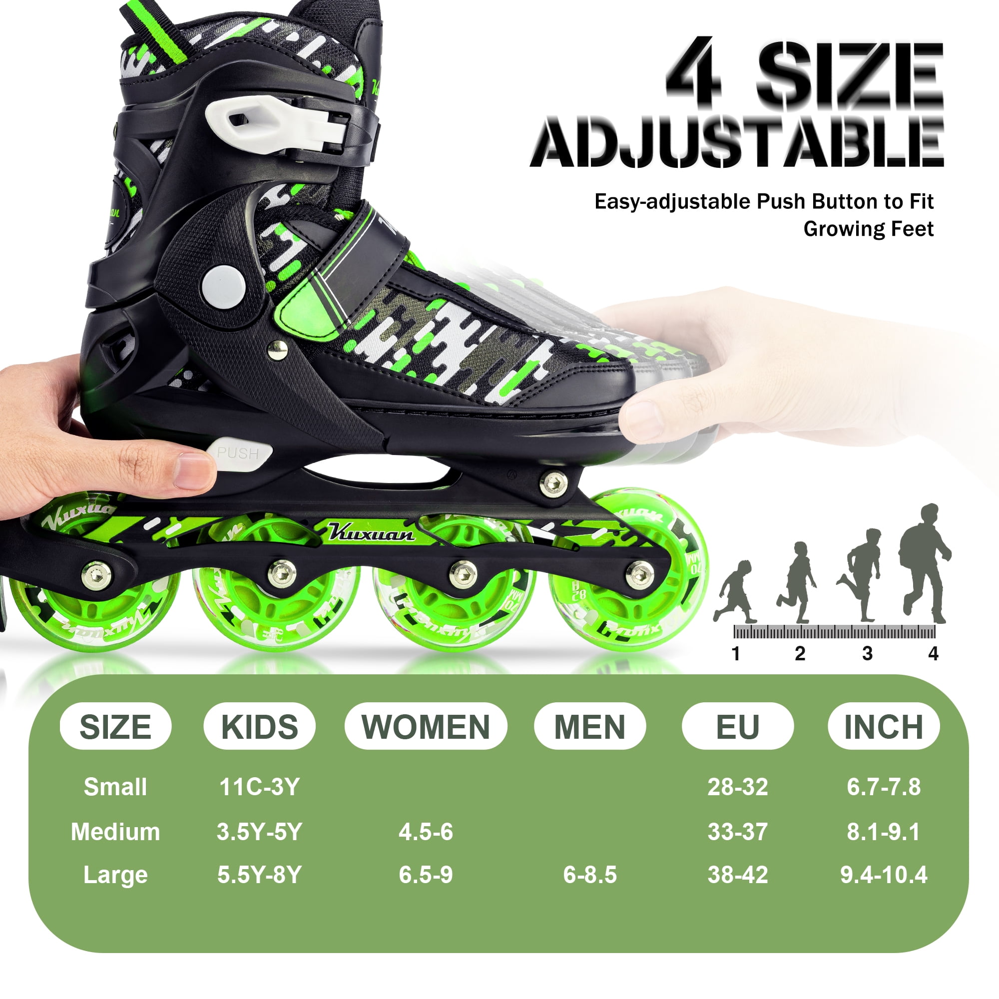 Adjustable Inline Skates for Kids Boys Girls Women Beginner Fun Illuminating Outdoor Skates