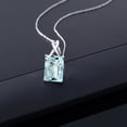 thumbnail image 3 of Gem Stone King 10K White Gold Sky Blue Topaz Pendant Necklace for Women (8.30 Cttw, Gemstone November Birthstone, Emerald Checkerboard Cut 14x10MM, with 18 inch Chain), 3 of 5