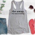 thumbnail image 2 of Go Away I'm Introverting Tank Top, Ladies Racerback Tank Top, Awkward Tank, Introvert Tank, Heather Gray, Medium, 2 of 3