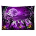 thumbnail image 5 of HVEST Purple Halloween Graveyard Tapestry Wall Hanging Scary Orange Pumpkin Bat Wall Tapestry for Bedroom Spooky Night Full Moon Tapestry for Living Room College Dorm Home Decor,60x40 inch, 5 of 5