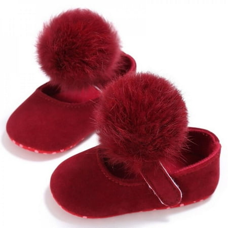

Kids Girls Fashion Cotton Fabric Toddler Shoes Girl Cute Hairball Anti-skid Princess Shoe