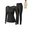 thumbnail image 2 of Hugcore Thermal Underwear for Women Elastic Thermal inner Wear Women's Thin Thermal Underwear Set High Elastic Long Base Layer Womens Thermal Set, Black, L, 2 of 9