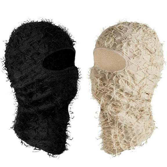 2 Pack Distressed Balaclava Knitted Balaclava Windproof Face Mask Cool Cold Weather Full Face Ski Mask