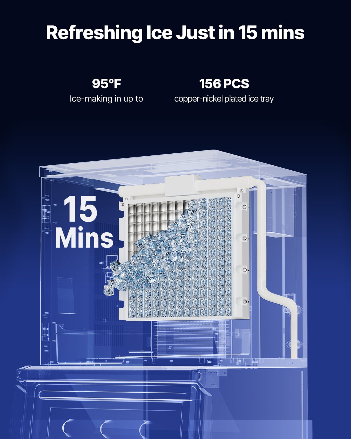 VEVOR Commercial Ice Maker Machine - Head, 360 Lbs/Day Stainless Steel Ice Machine with Self-Cleaning, 156 PCS Ice Tray, Adjustable Thickness, Ideal for Restaurant Bar Cafe Hotel - Head Only