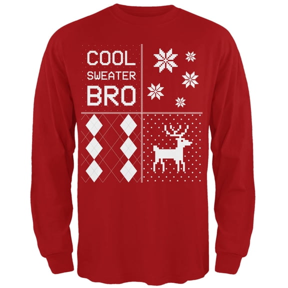Old Glory Mens Ugly XMAS Sweater Festive Blocks Cool Sweater Bro Long Sleeve T Shirt