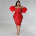 thumbnail image 4 of AURA Sequin Bodycon Dress Women Long Sleeve Sexy Party Club Evening Dress, 4 of 6