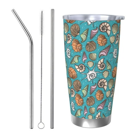 

Lukts Cute Conch for 20OZ Car Cup Stainless Steel Direct Drinking Straw Thermos Cup Suitable for Office Travel and Car-Straw Three-piece Set