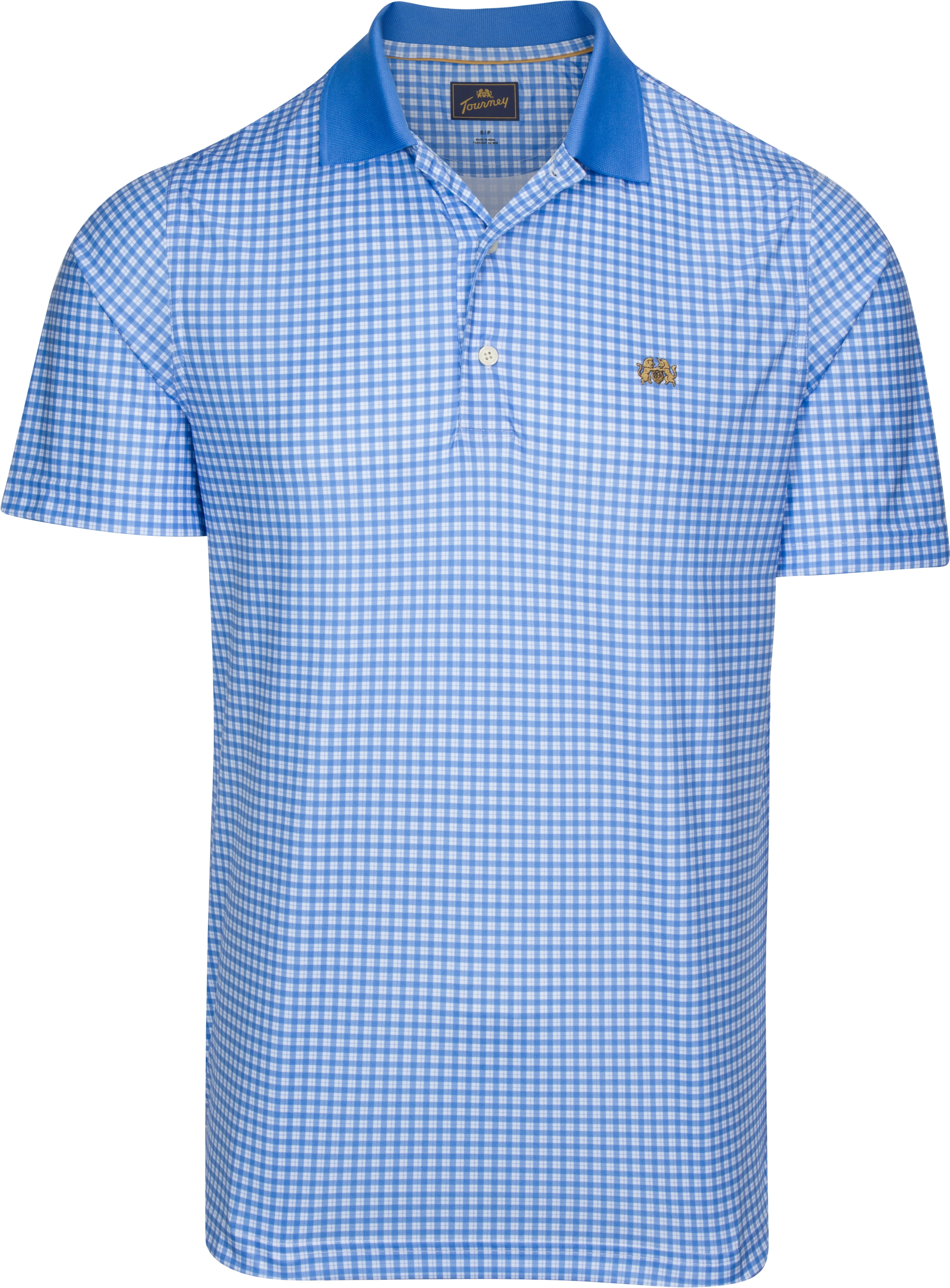 Tourney Men's Short Sleeve Plaid Print Performance Golf Polo - Walmart.com