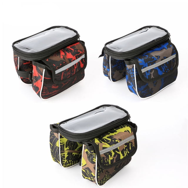stanreset Bike Frame Bag Bicycles Saddle Bags Dual Zippers Large Capacity Cycling Blue