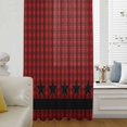 thumbnail image 6 of Red Black Plaid Sheer Curtains 63 Inches Long, Country Vintage Star Abstract Gingham Light Filering Curtains, Breathable Simi Curtain Privacy Drapes for Living Room Bedroom Window Treatment, 6 of 9
