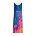 thumbnail image 5 of LSLJS Robe Longue Sans Manches en Coton et Lin à Col Rond Imprimée avec Poche, Robe d'Été de Plage, 5 of 5