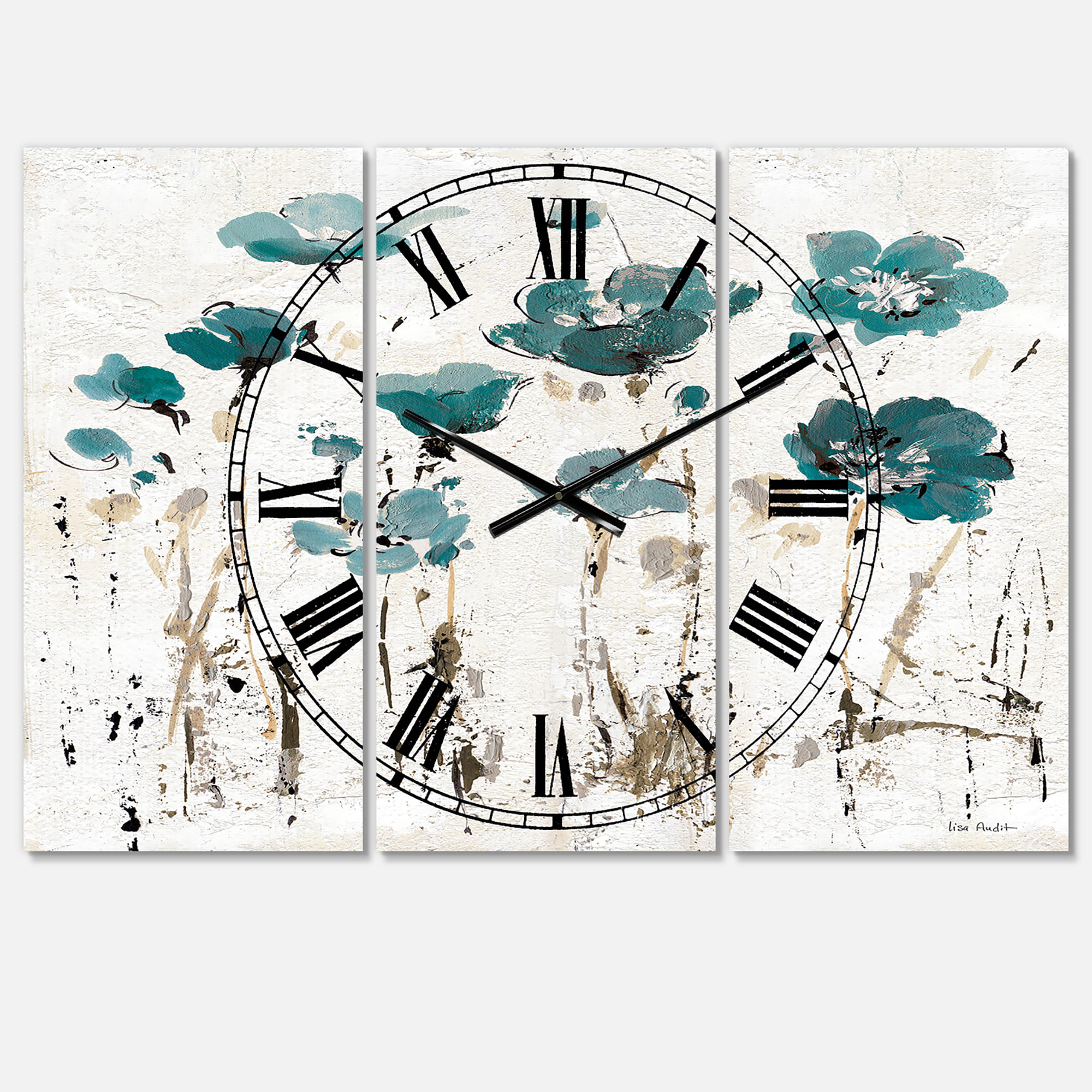 Designart 'Blue Cottage Flower Hydrangea I' Farmhouse Wall Clock 