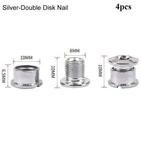 

4pcs Silver Black MTB Bicycle Alloy Road Bike Accessories Chainring Wheel Bolt Disc Screw Cycling Crankset Parts Chainwheel Screws SILVER DOUBLE DISK NAIL
