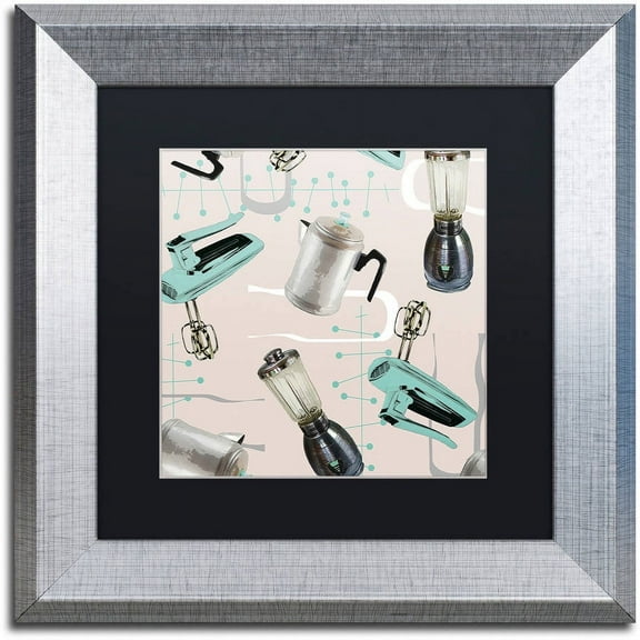 Trademark Fine Art "Fifties Patterns I" Canvas Art by Color Bakery Black Matte, Silver Frame