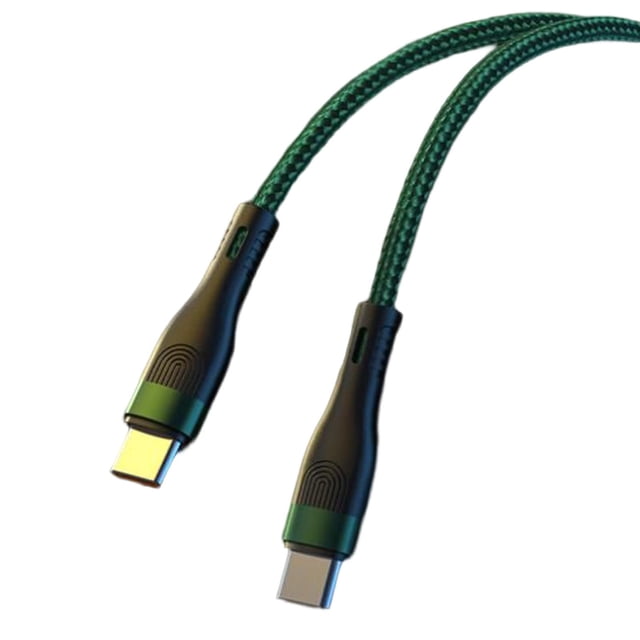 Cable USB tipo C de 100 W para sincronización de datos de teléfonos. Verde