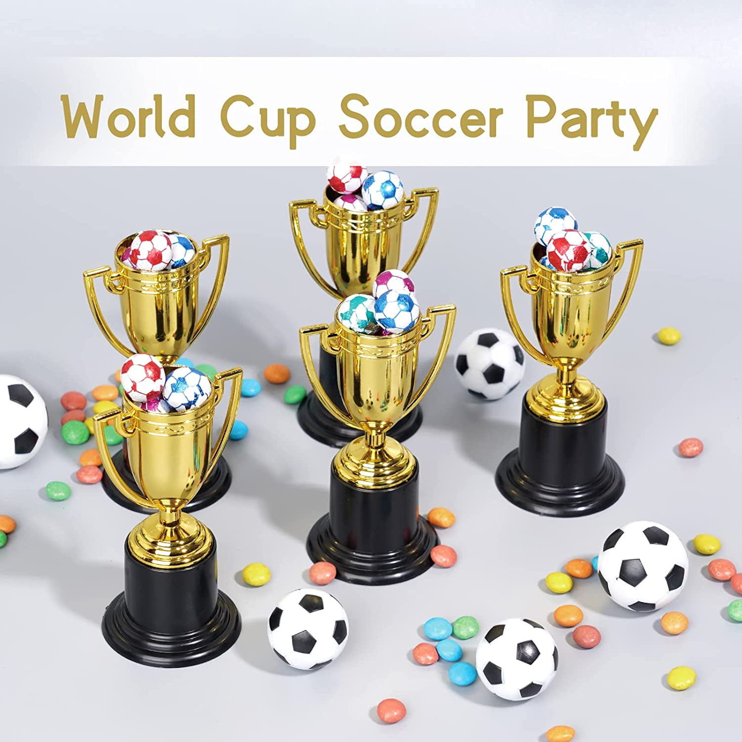 24 Pack Mini Gold Award Trophy Cup for Kids and Adults, 4 Inch Plastic Trophies for Sports, Party Favors, Tournaments, Competitions