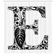 thumbnail image 3 of Ambesonne Letter E Shower Curtain, Floral Swirls Big Leaf, 69"Wx75"L, Black White, 3 of 3