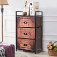 thumbnail image 4 of Costway Commode en Tissu à 3 Tiroirs Tour de Rangement Chevet Cadre en Acier Robuste Placard, 4 of 10
