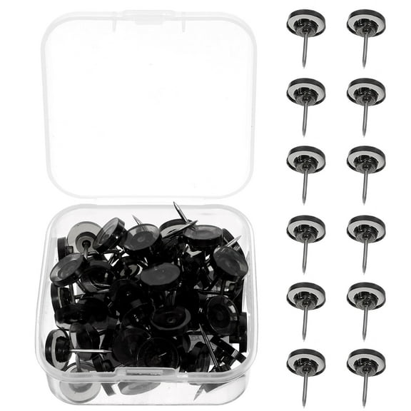 PBPBOX Black Decorative Thumb Tacks for Decoration Plastic Pushpins Ideal for Cork Boards and Crafts 1 Box