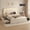 White, variant on Queen Size Bed Frame with 4 Storage Drawers and LED Lights, Upholstered Platform Bed with Adjustable Chic Double Wavy Headboard, Charging Station, Metal Slats Support, White